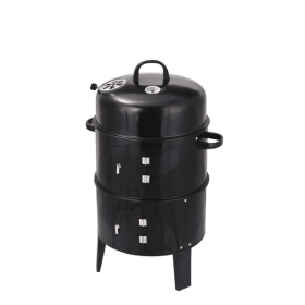 Outdoor double-layer grill, charcoal wood fired braising and smoking stove